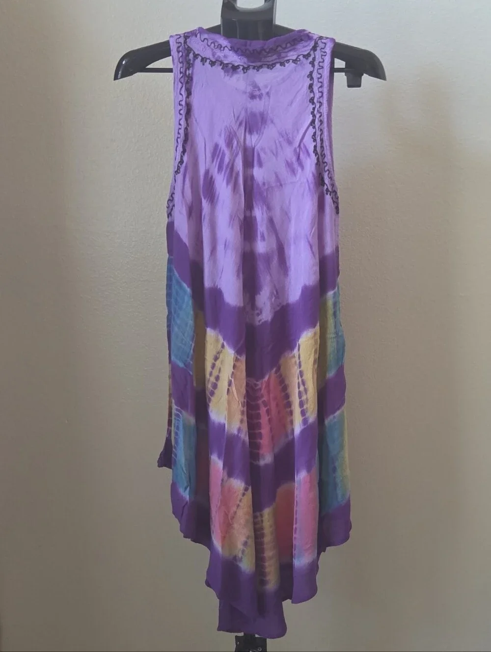 Revue Women's Purple Tie Dye Rayon Sleeveles Boho Festival Hippie